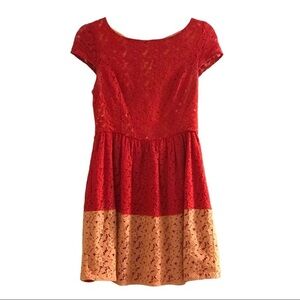 chinese dress ladies Red Dahlia Satin and Lace Mini Dress